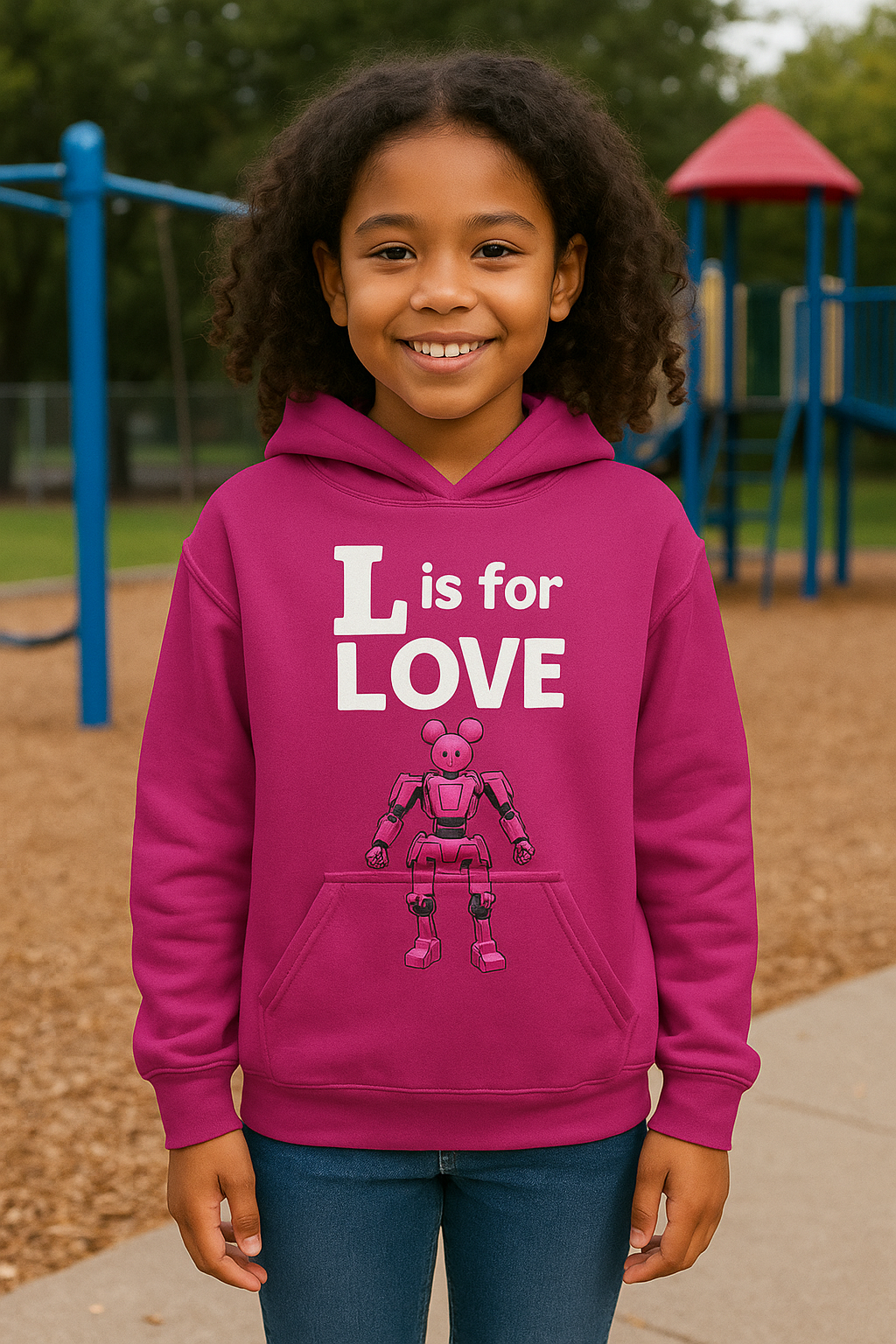 Love Robot Crop Hoodie, Fun Casual Wear, Gifts for Her, Cute Street Style, Trendy Outfit, Slouchy Fashion
