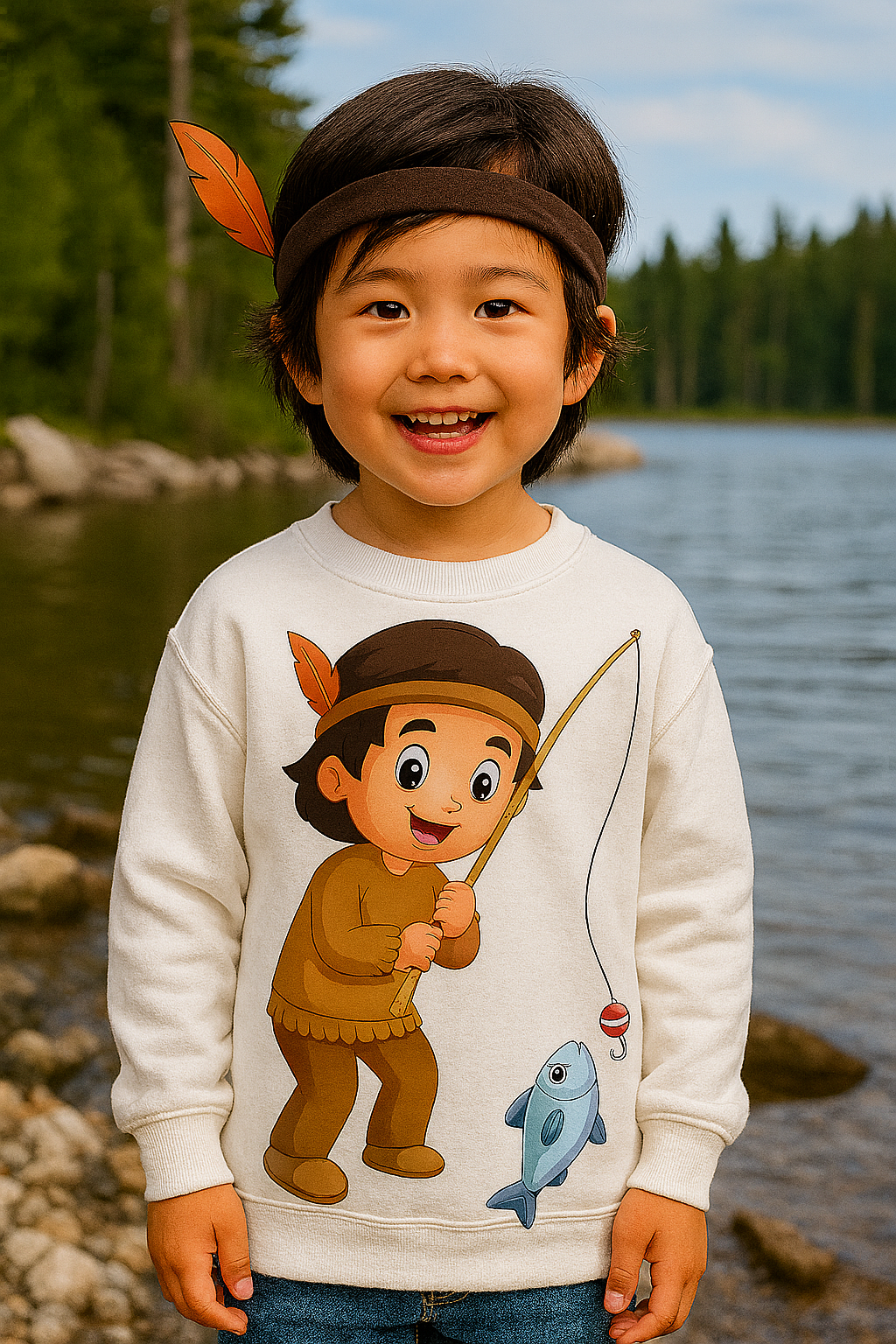 Youth Fishing Adventure Hoodie - Cute Kid Fisherman, Perfect for Winter, Gift for Boys, Outdoor Fun, Birthday & Holidays