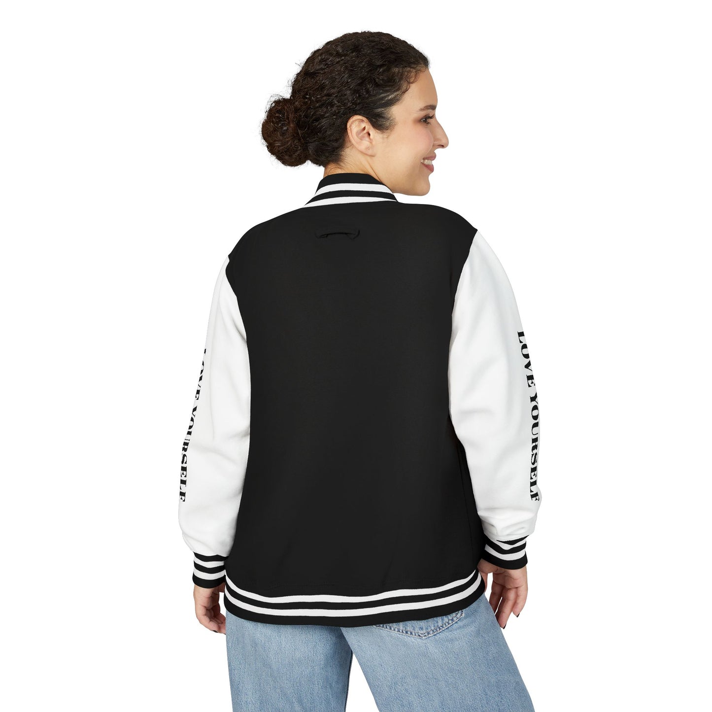 Letterman Jacket — 'Love Yourself' Black & White Varsity Jacket