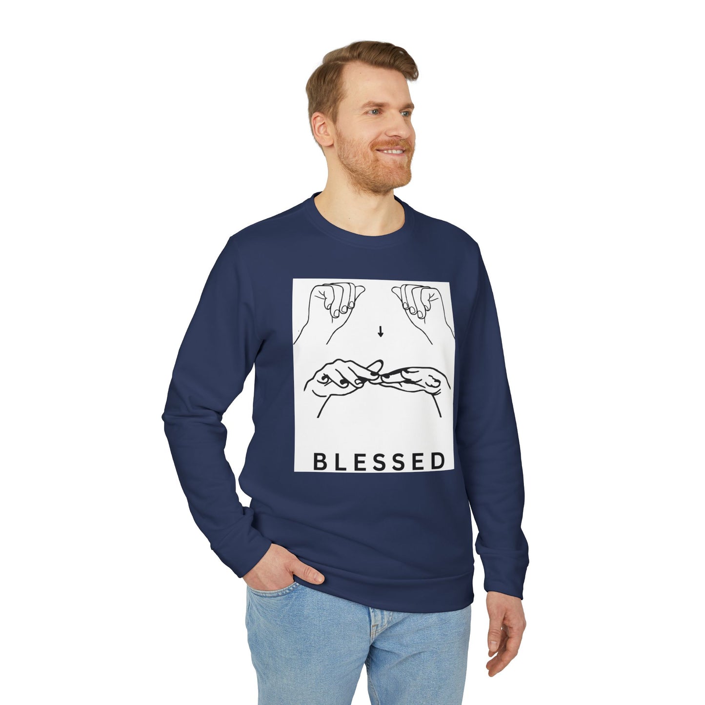 Blessed Hand Sign Crewneck Sweatshirt — adidas Unisex Fleece