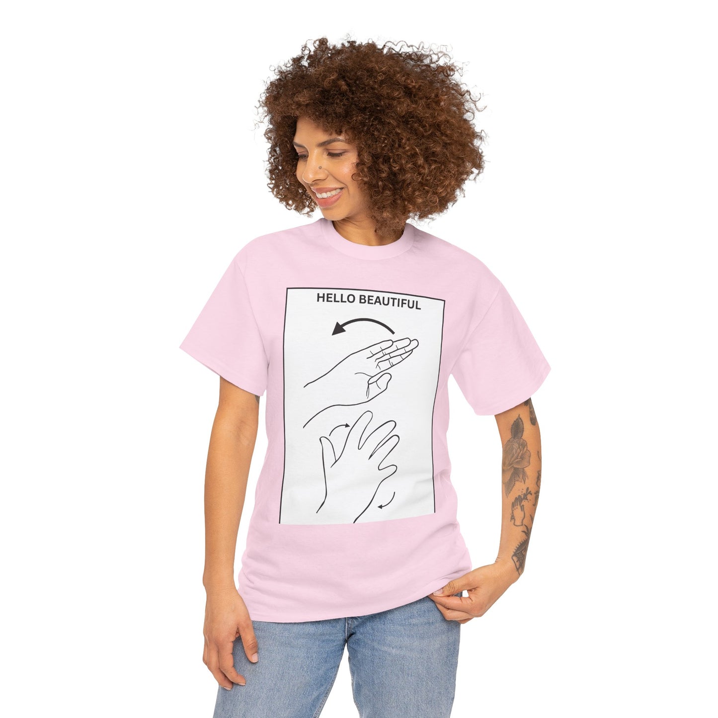 Hello Beautiful Sign Language T-Shirt — ASL Floral Graphic Tee