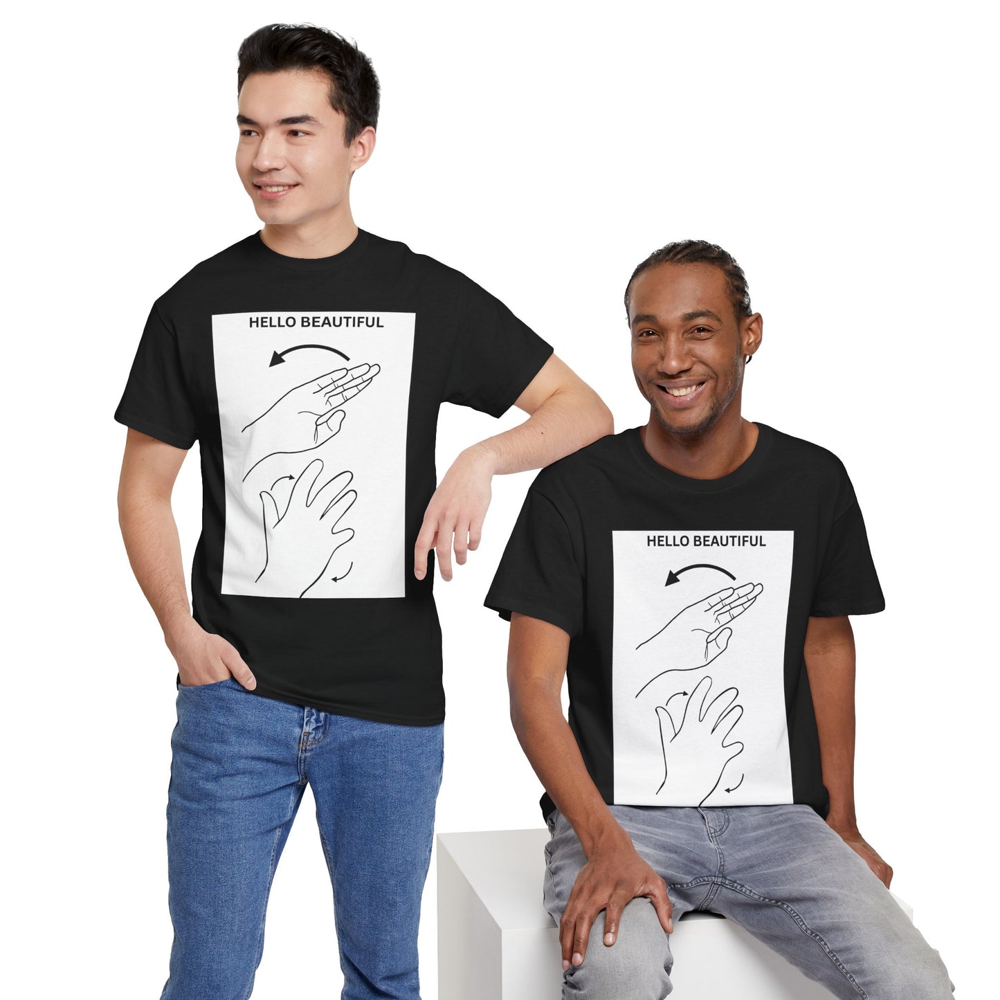 Hello Beautiful Sign Language T-Shirt — ASL Floral Graphic Tee