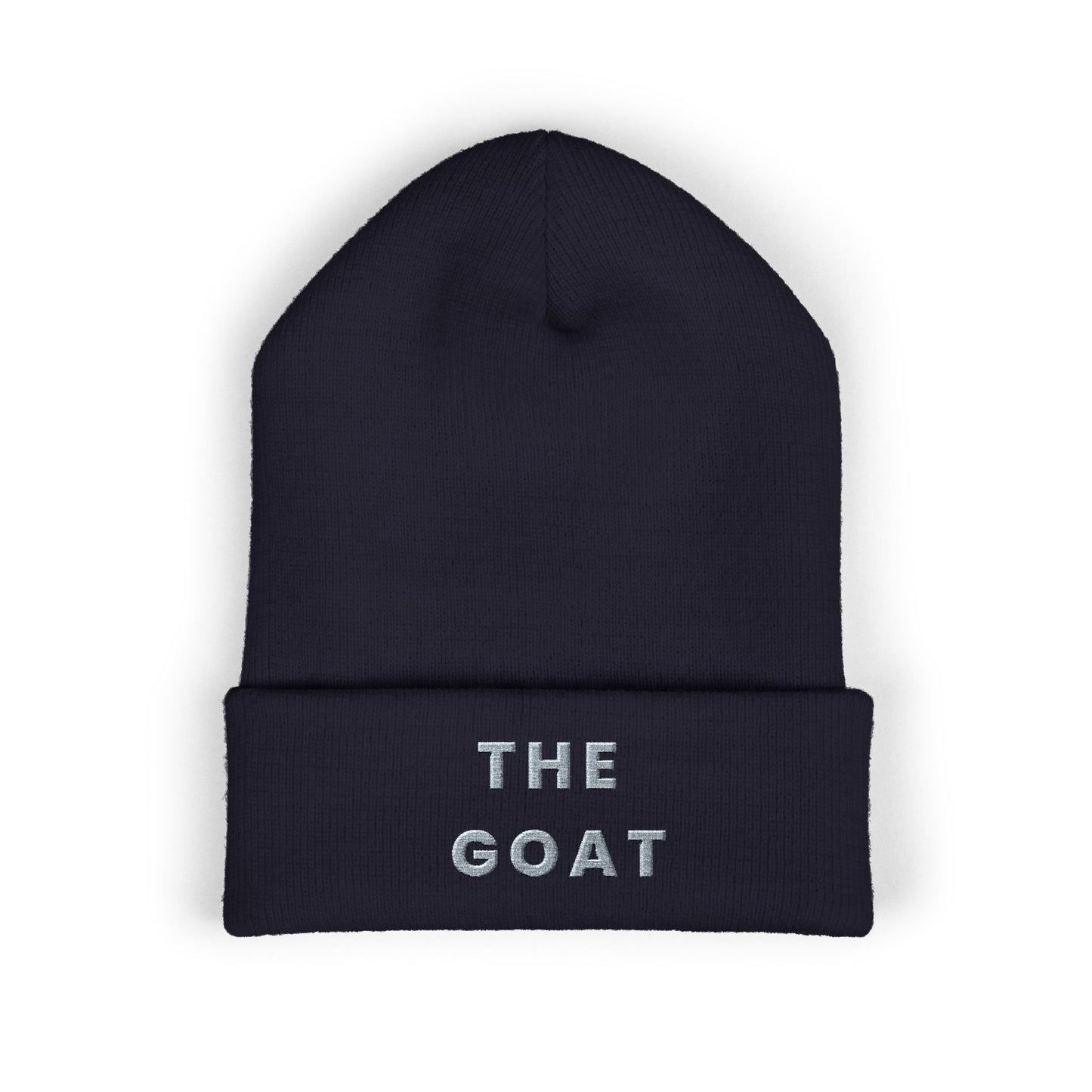 THE GOAT Embroidered Cuffed Beanie — Classic Knit Winter Hat