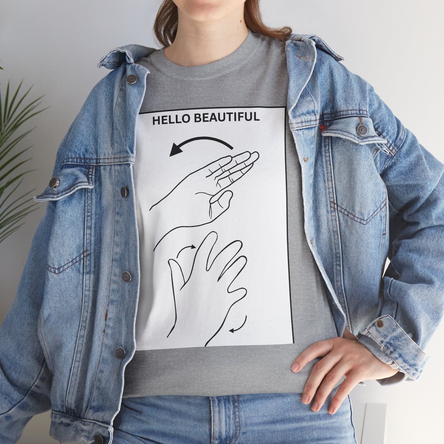 Hello Beautiful Sign Language T-Shirt — ASL Floral Graphic Tee
