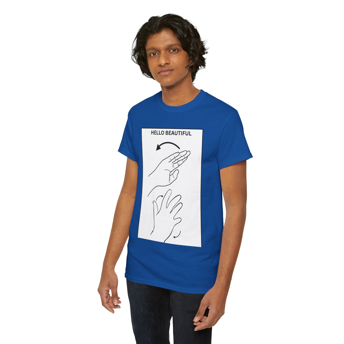 Hello Beautiful Sign Language T-Shirt — ASL Floral Graphic Tee