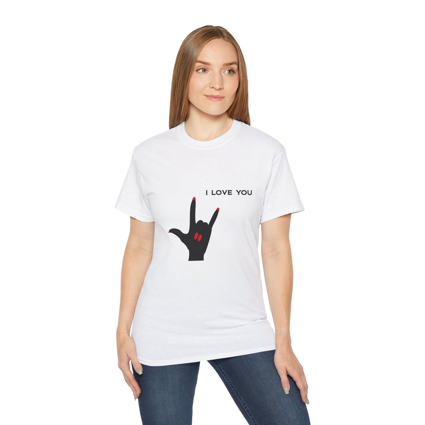 Unisex Ultra Cotton Tee "I LOVE YOU" Sign Language Hand
