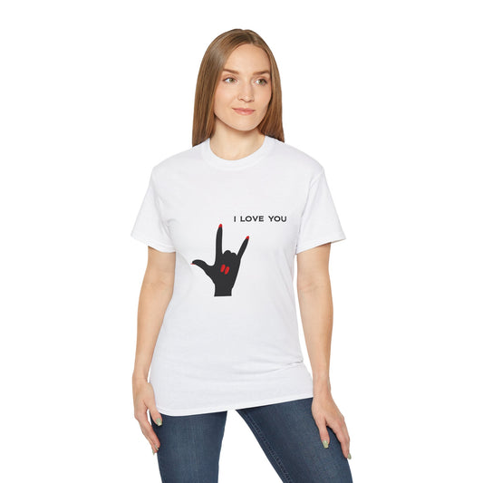 Unisex Ultra Cotton Tee "I LOVE YOU" Sign Language Hand