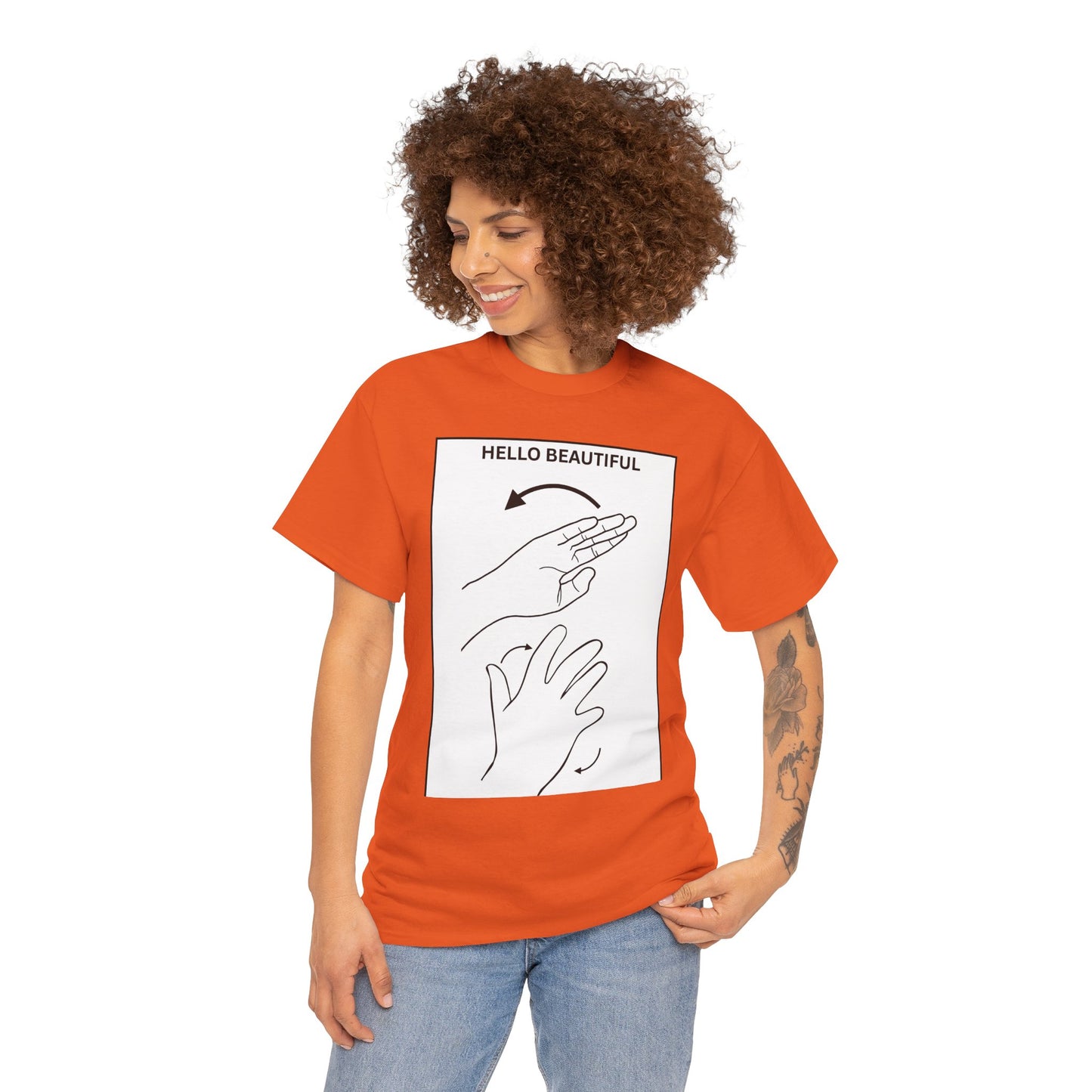 Hello Beautiful Sign Language T-Shirt — ASL Floral Graphic Tee