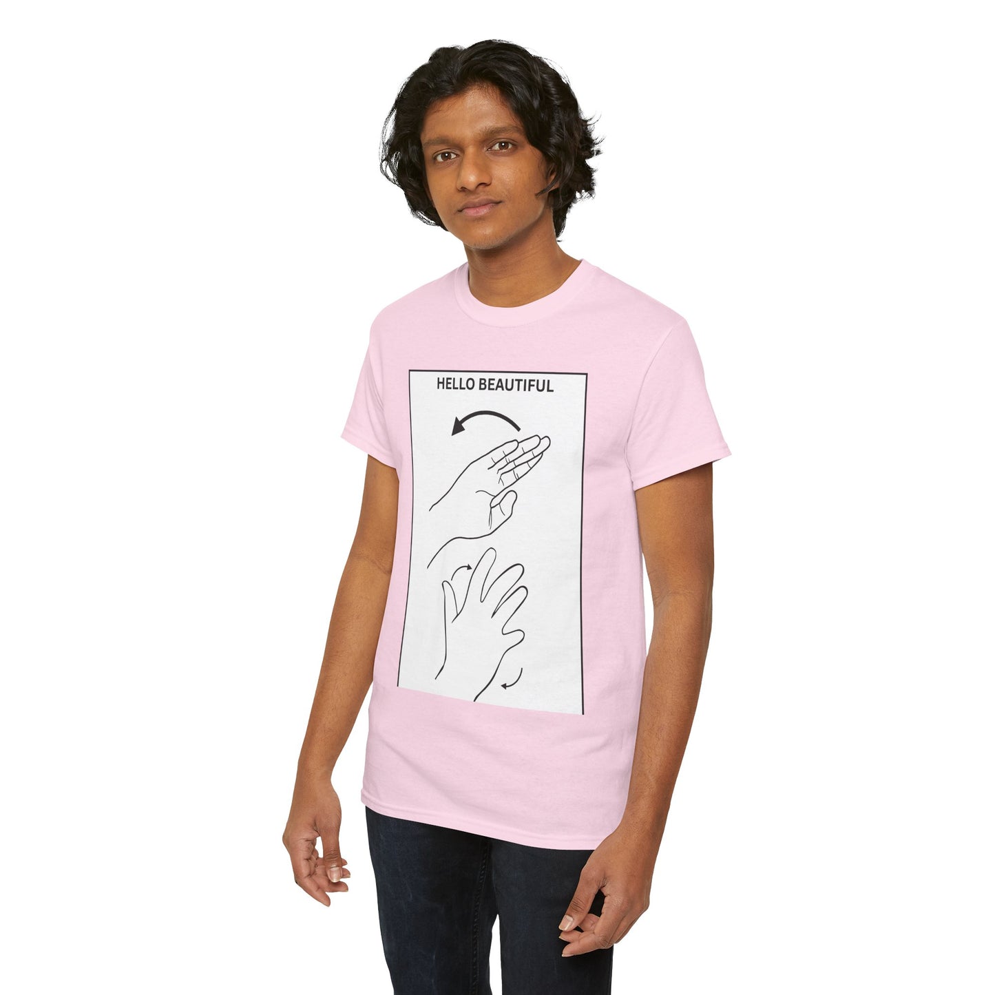 Hello Beautiful Sign Language T-Shirt — ASL Floral Graphic Tee