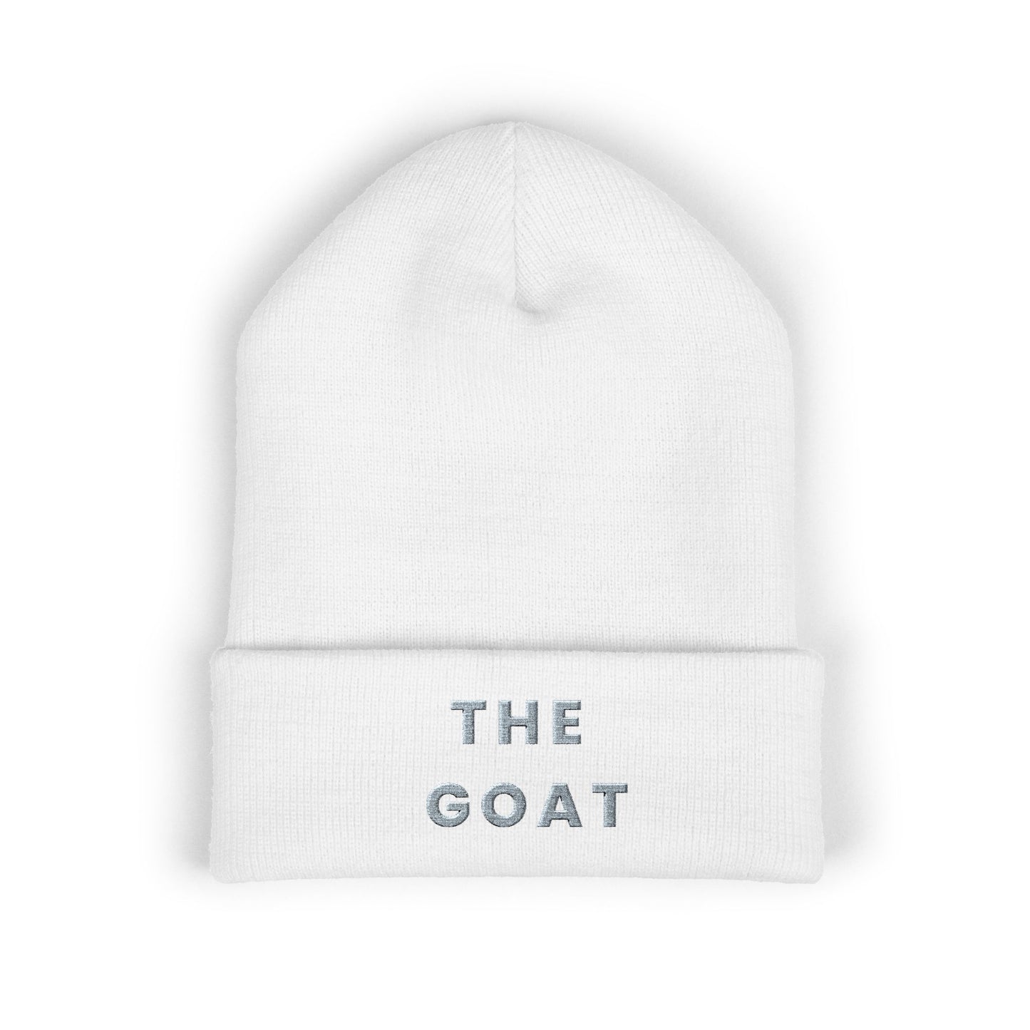 THE GOAT Embroidered Cuffed Beanie — Classic Knit Winter Hat