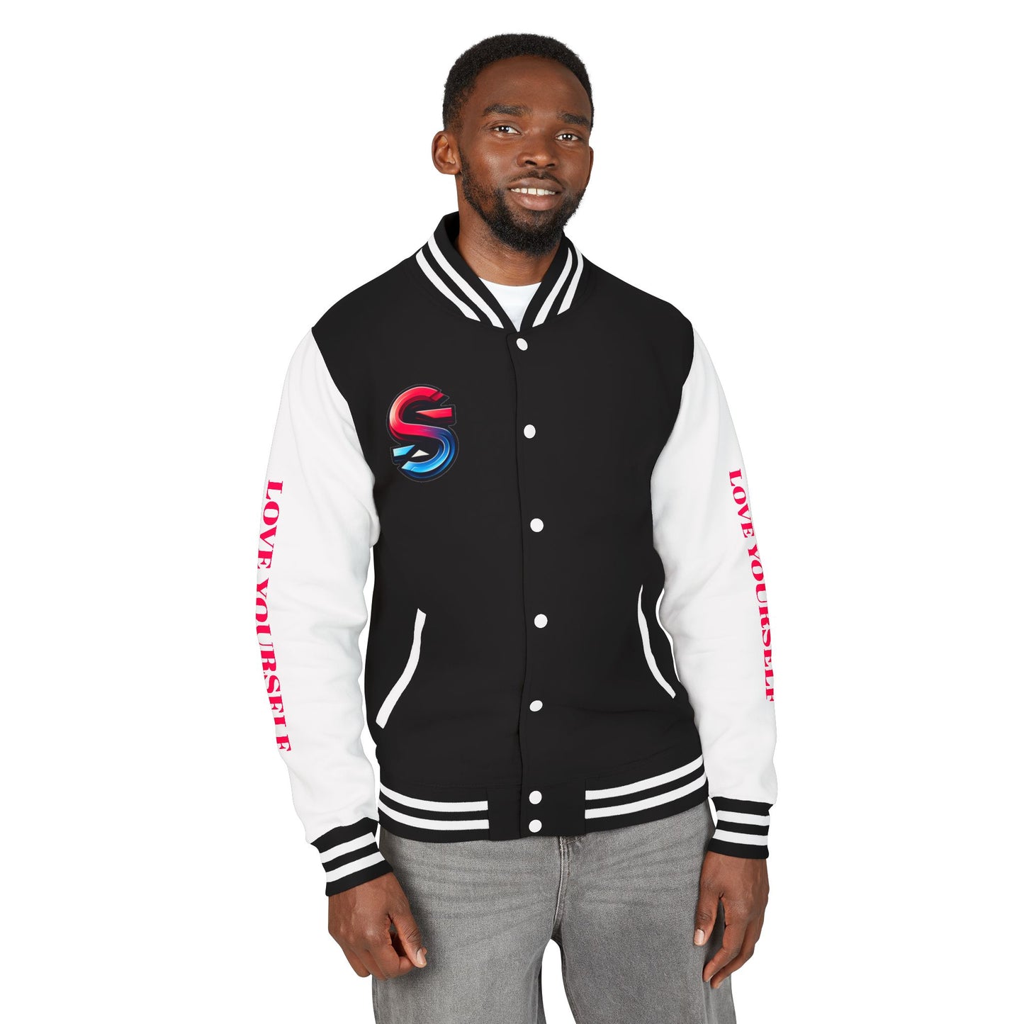 Letterman Jacket — 'Love Yourself' Black & White Varsity Jacket