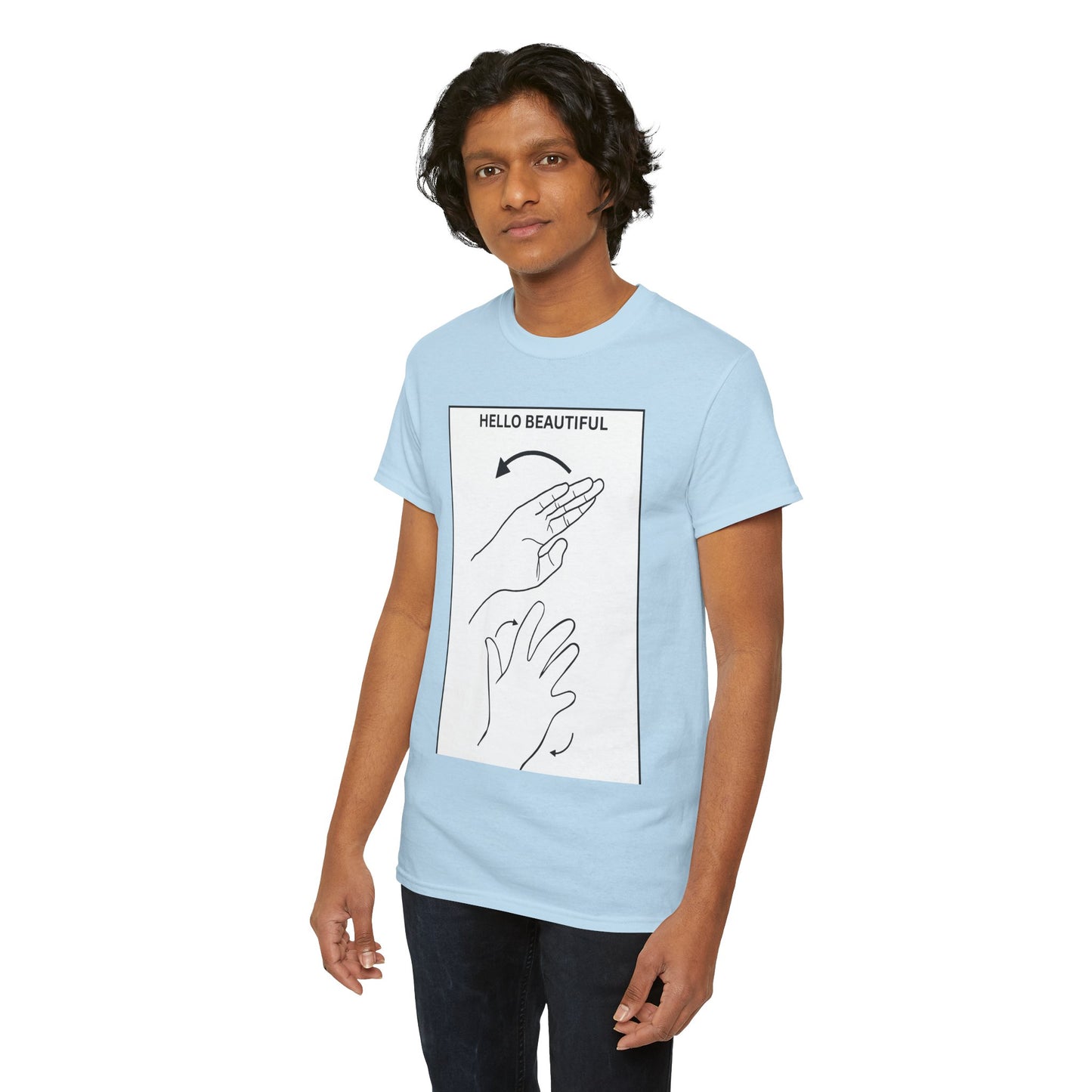 Hello Beautiful Sign Language T-Shirt — ASL Floral Graphic Tee