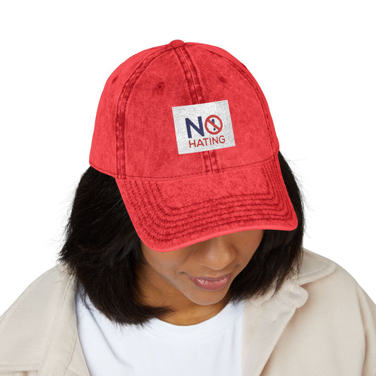 Vintage Embroidered Baseball Cap — "No Hating" Patch