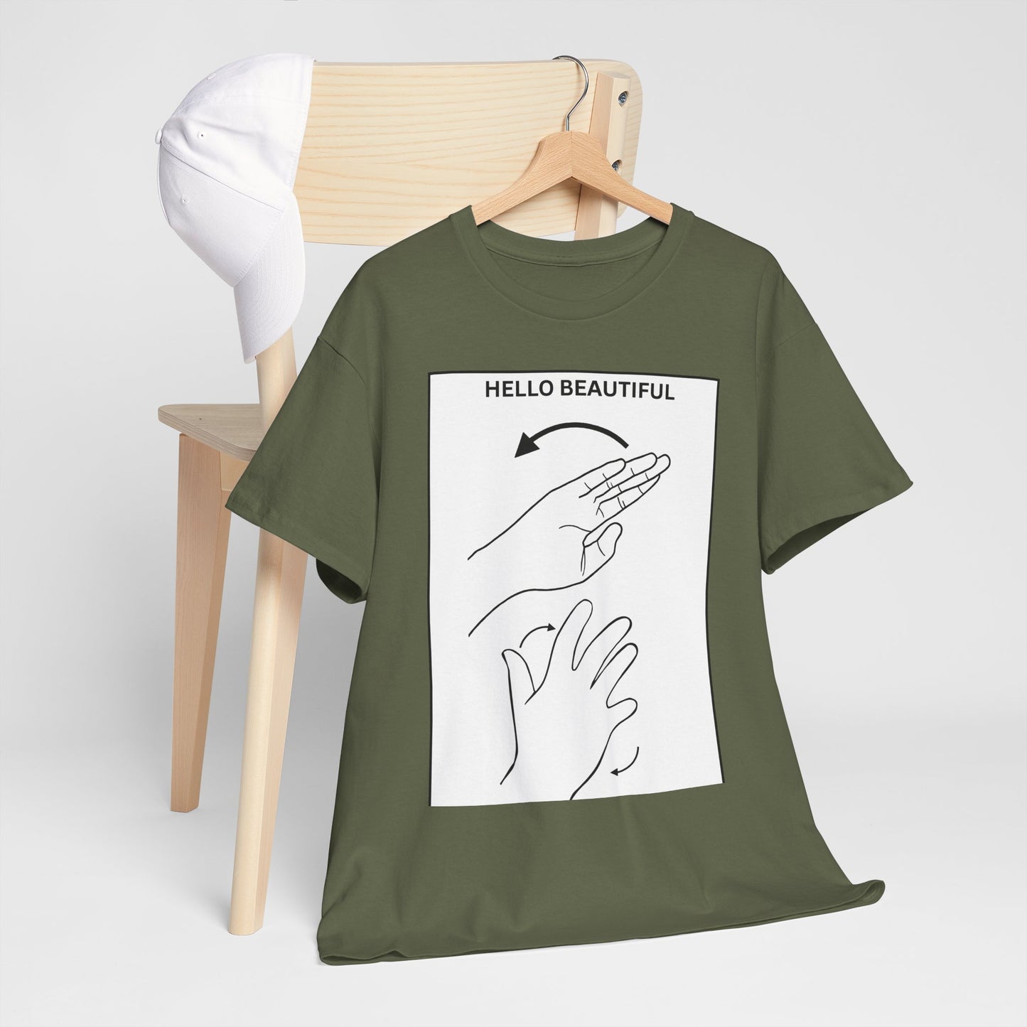Hello Beautiful Sign Language T-Shirt — ASL Floral Graphic Tee