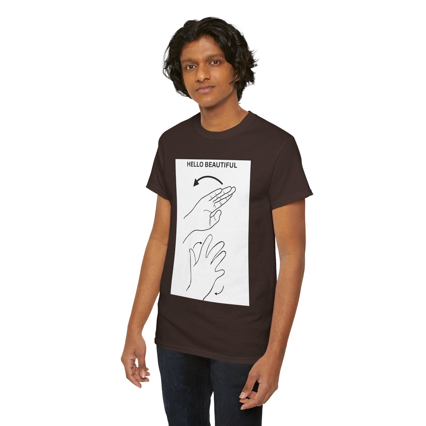 Hello Beautiful Sign Language T-Shirt — ASL Floral Graphic Tee