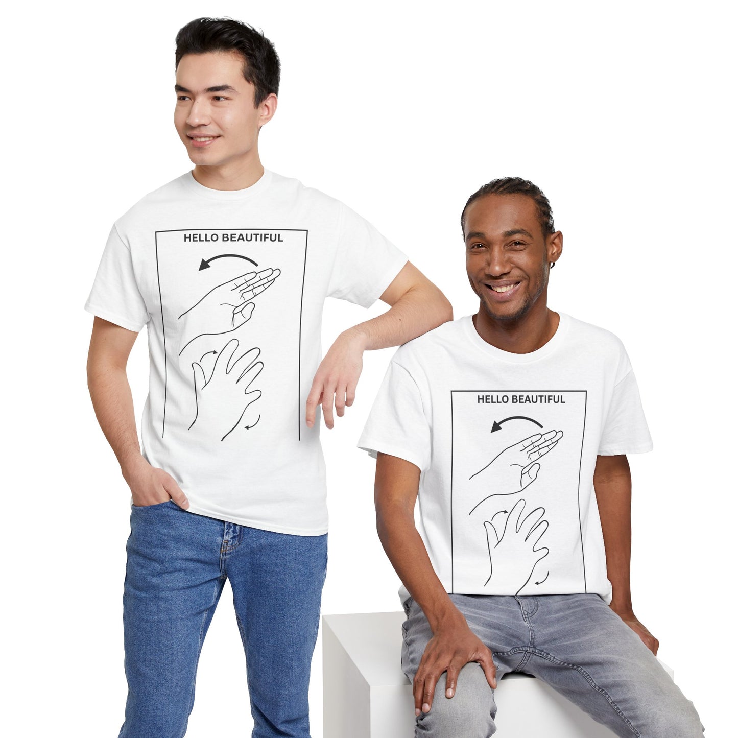 Hello Beautiful Sign Language T-Shirt — ASL Floral Graphic Tee