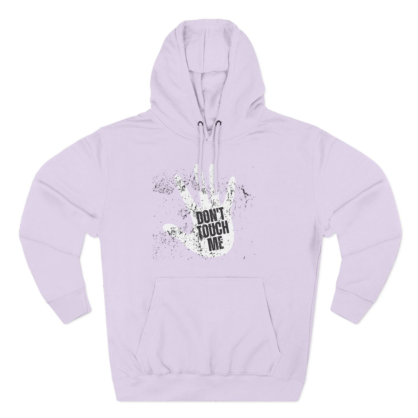 Stylish Three-Panel Fleece Hoodie, Cozy Wear, Graphic "DON'T TOUCH ME" Sweatshirt, Trendy Apparel, Casual Gift, Seasonal Layer