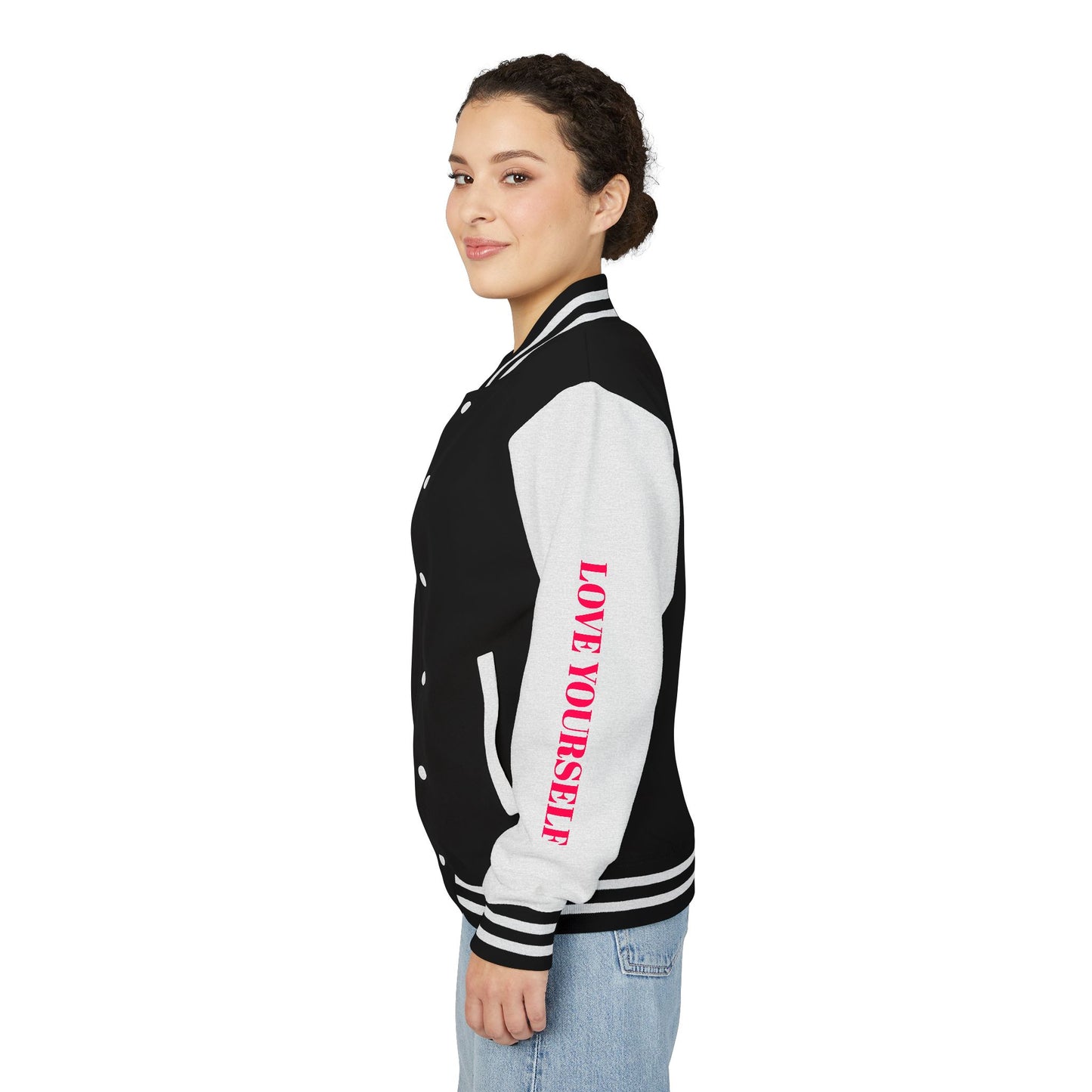 Letterman Jacket — 'Love Yourself' Black & White Varsity Jacket