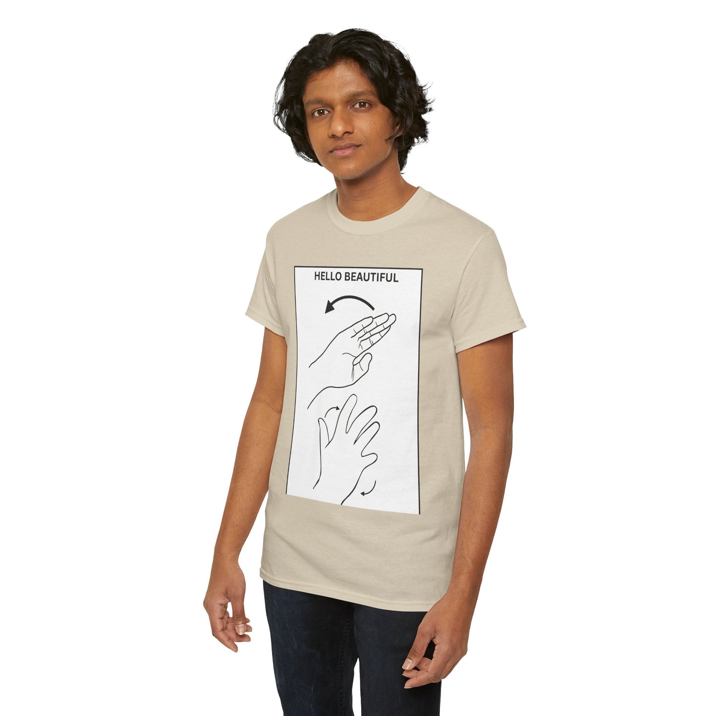 Hello Beautiful Sign Language T-Shirt — ASL Floral Graphic Tee
