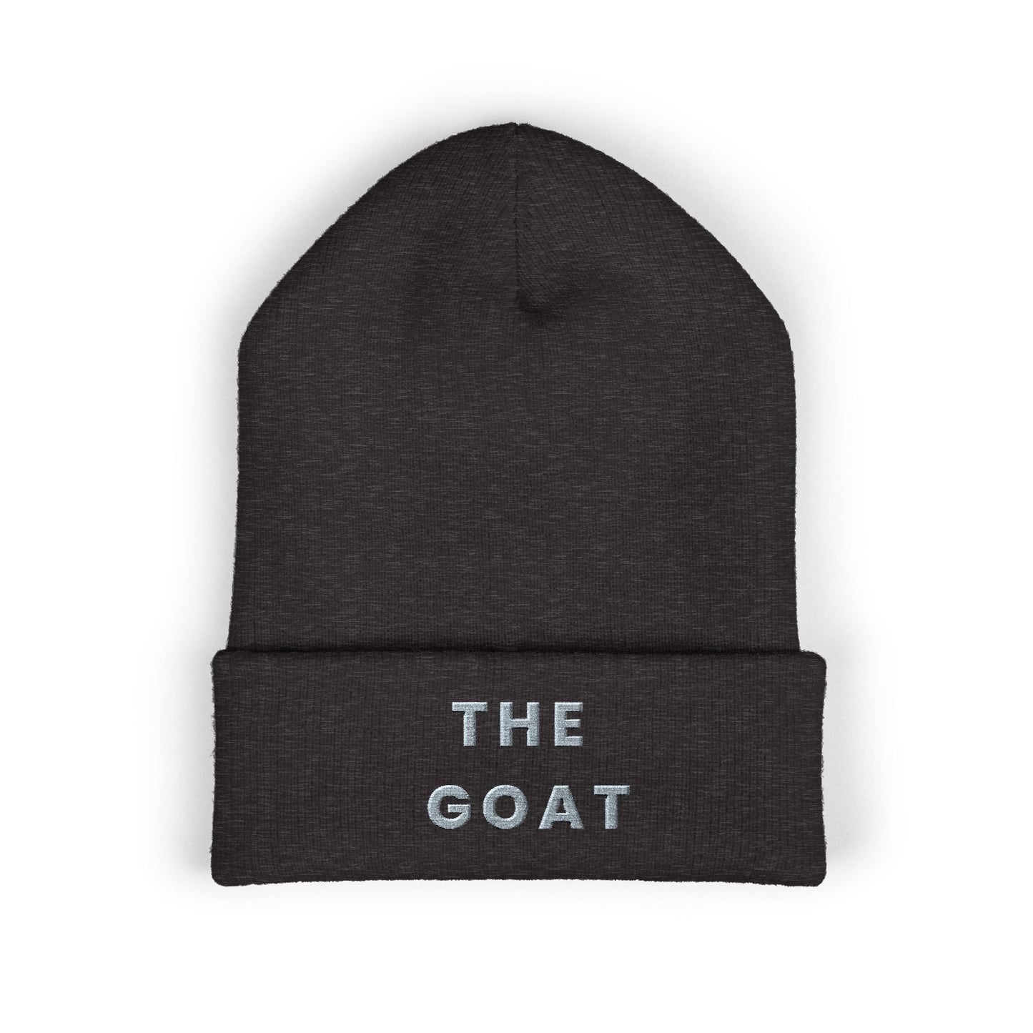 THE GOAT Embroidered Cuffed Beanie — Classic Knit Winter Hat