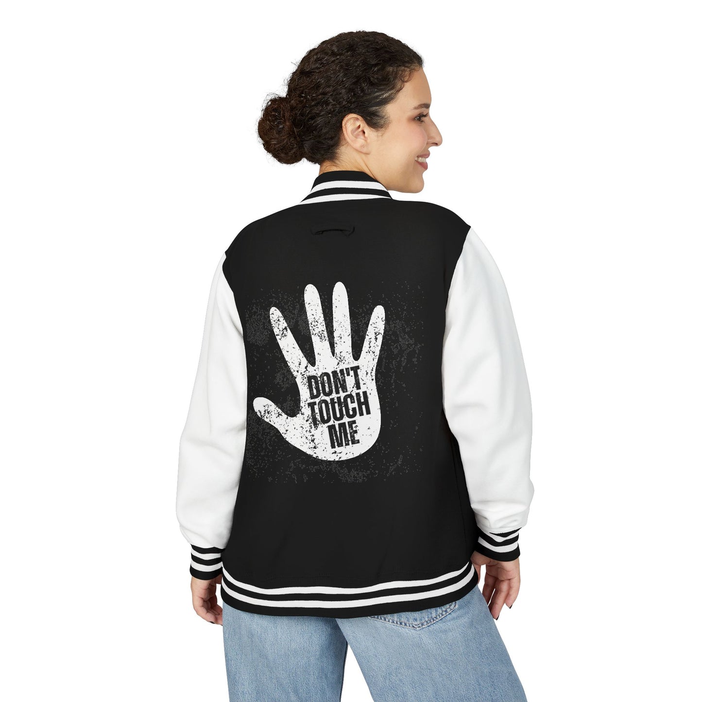 Letterman Jacket — "Don’t Touch Me" Palm Print Varsity Jacket