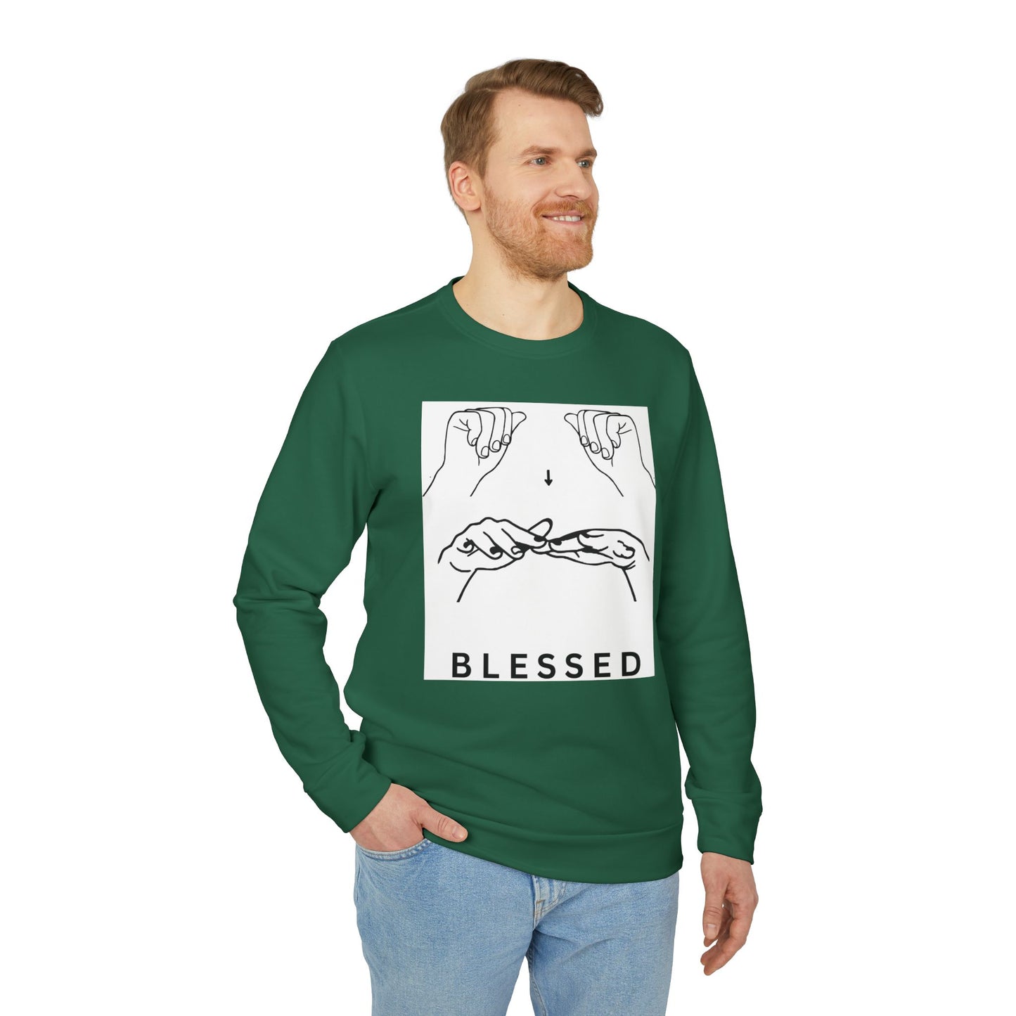 Blessed Hand Sign Crewneck Sweatshirt — adidas Unisex Fleece