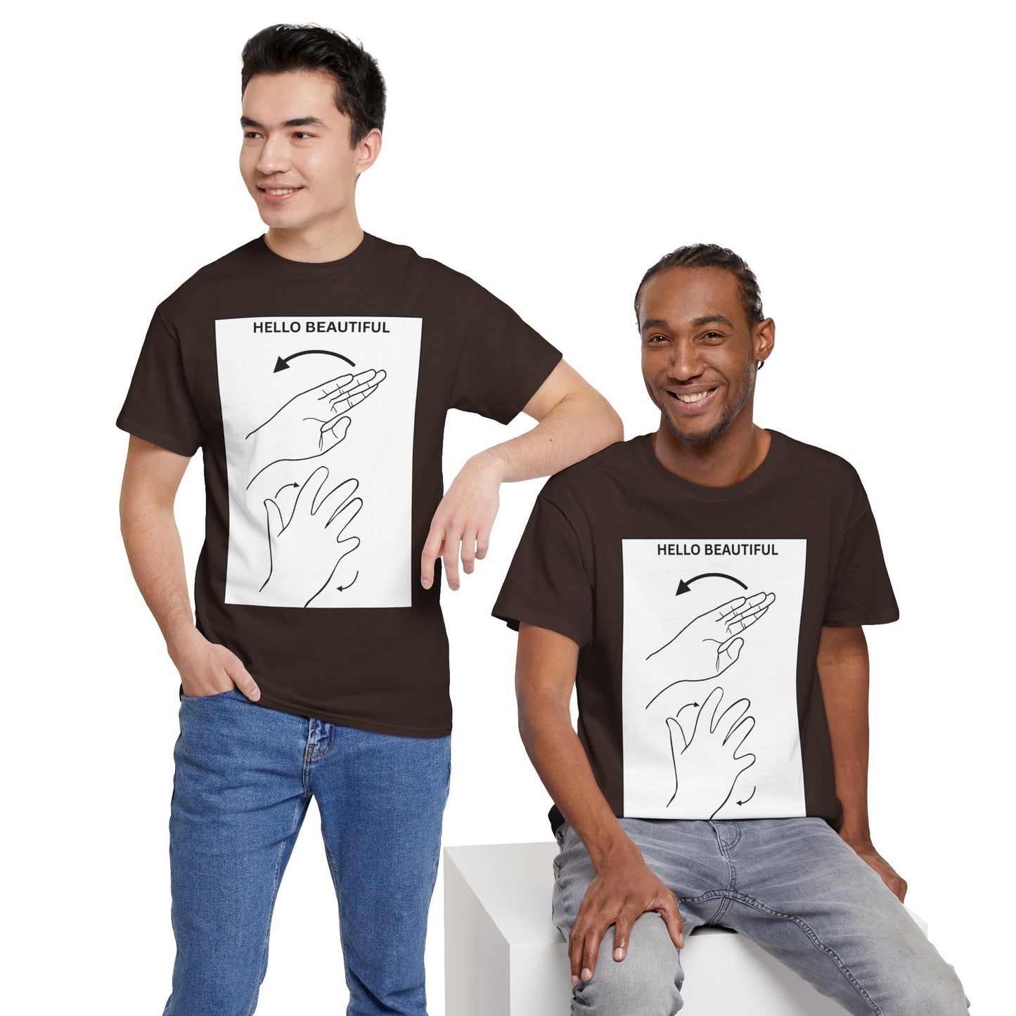 Hello Beautiful Sign Language T-Shirt — ASL Floral Graphic Tee