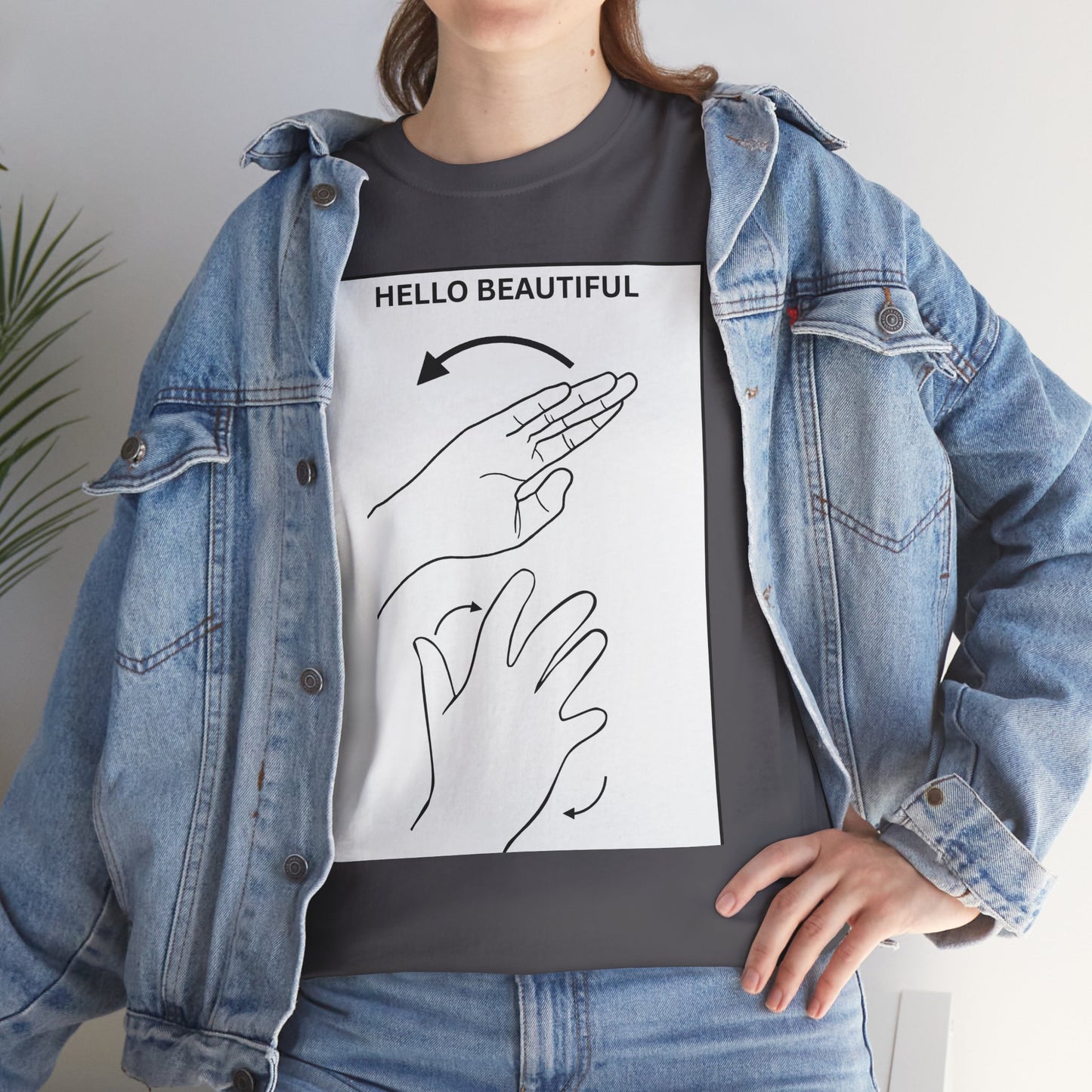 Hello Beautiful Sign Language T-Shirt — ASL Floral Graphic Tee