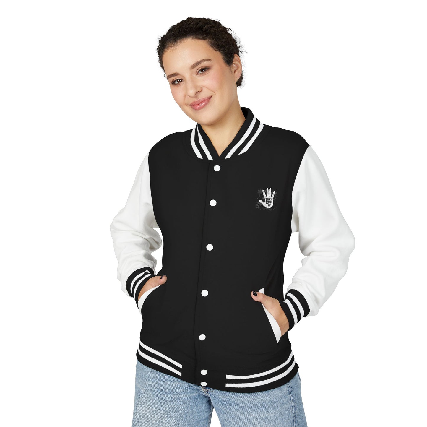 Letterman Jacket — "Don’t Touch Me" Palm Print Varsity Jacket