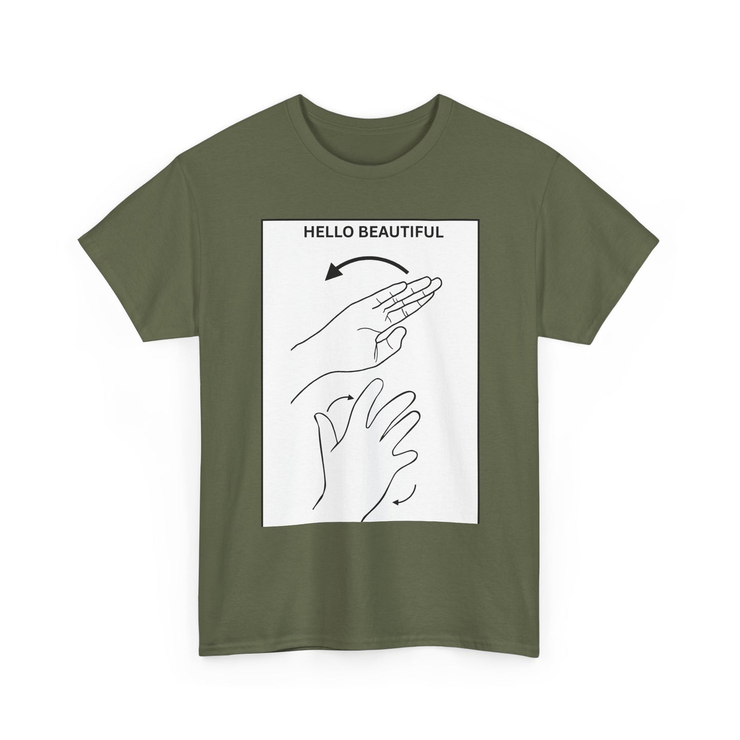 Hello Beautiful Sign Language T-Shirt — ASL Floral Graphic Tee