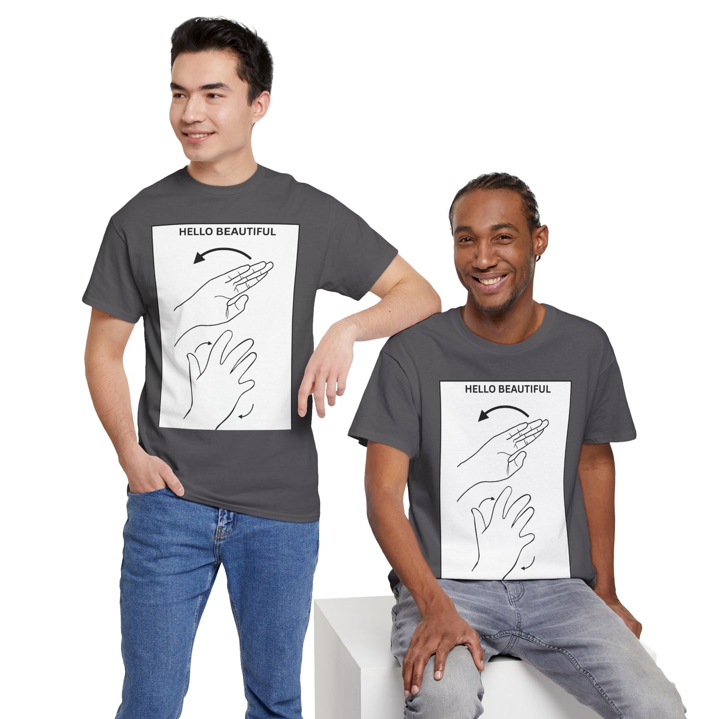 Hello Beautiful Sign Language T-Shirt — ASL Floral Graphic Tee