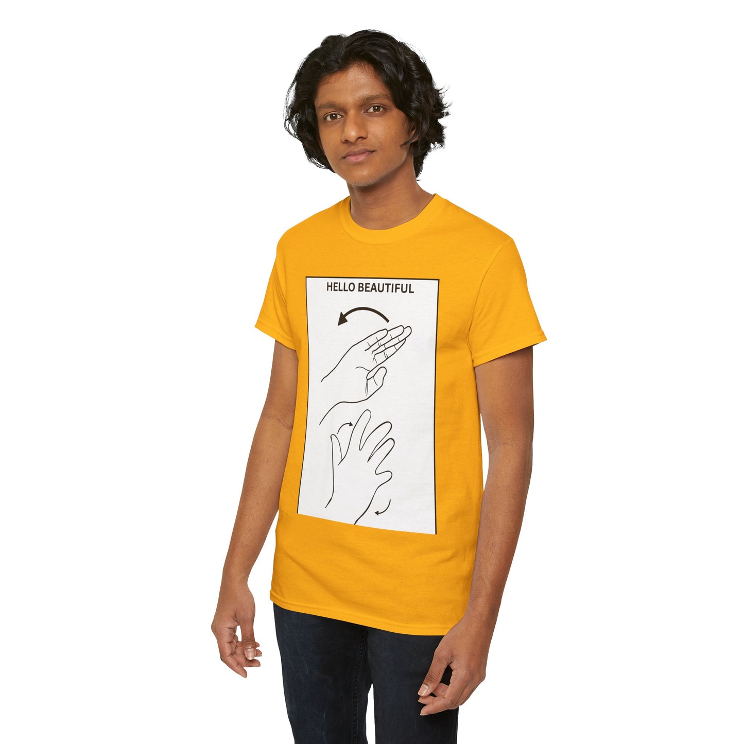 Hello Beautiful Sign Language T-Shirt — ASL Floral Graphic Tee