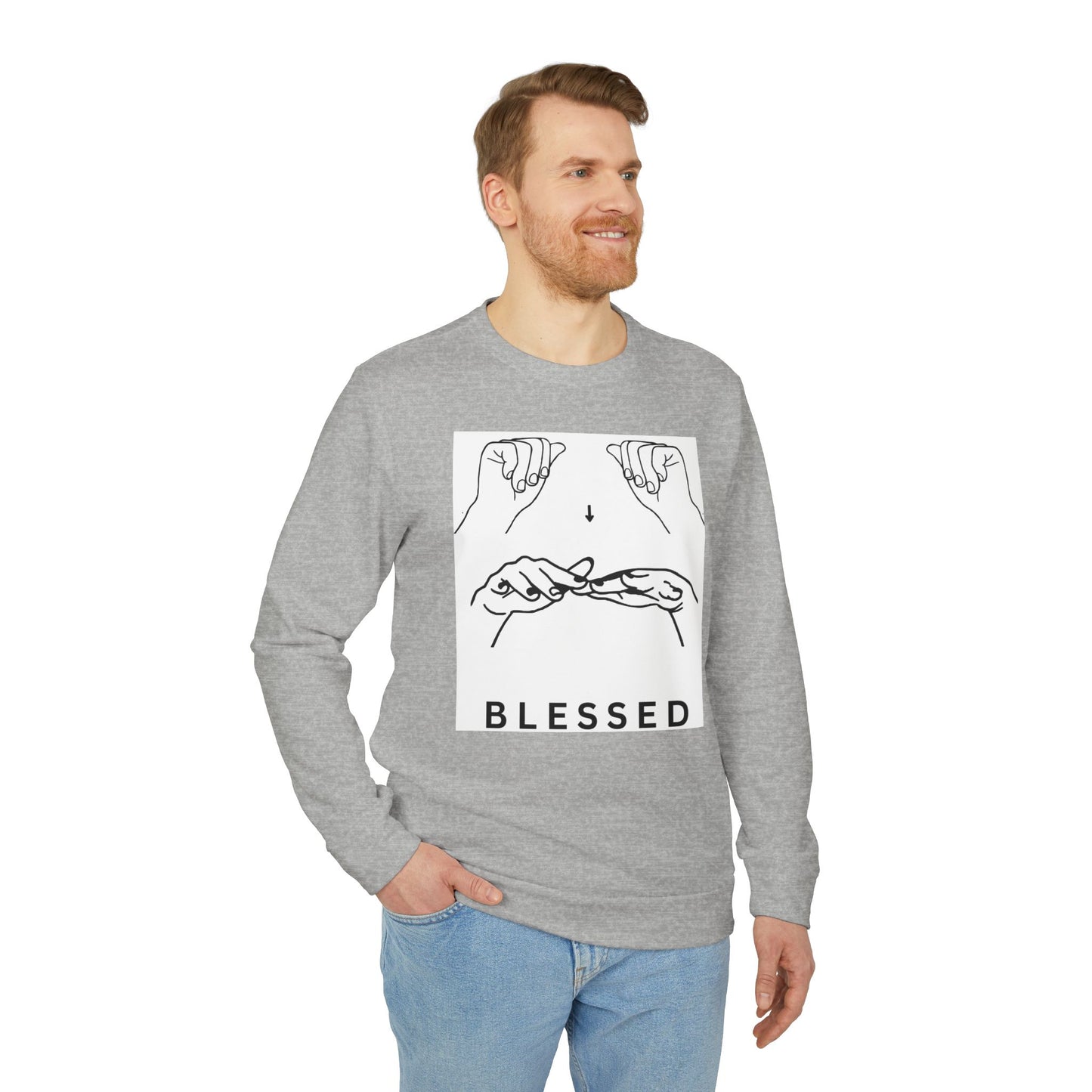Blessed Hand Sign Crewneck Sweatshirt — adidas Unisex Fleece