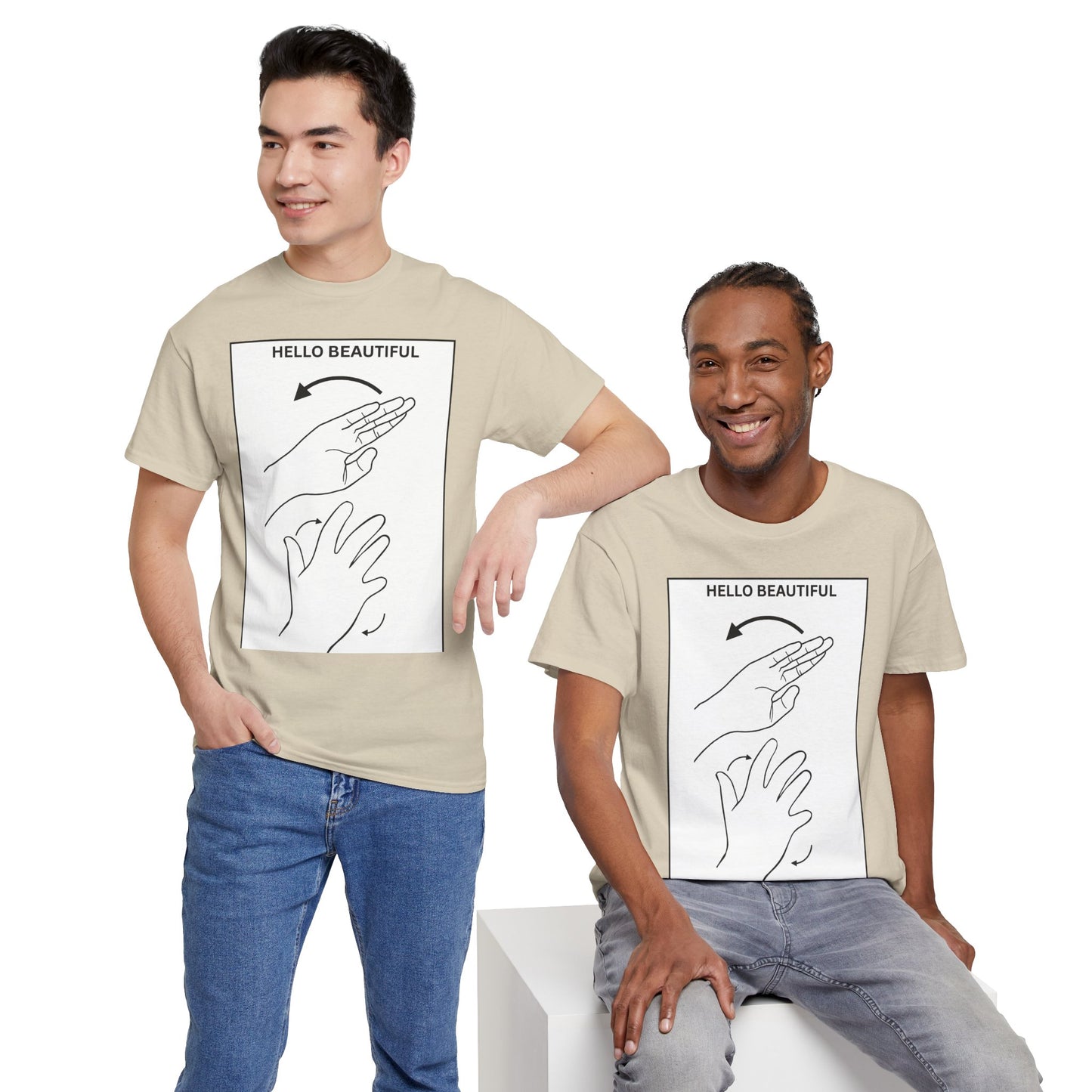 Hello Beautiful Sign Language T-Shirt — ASL Floral Graphic Tee