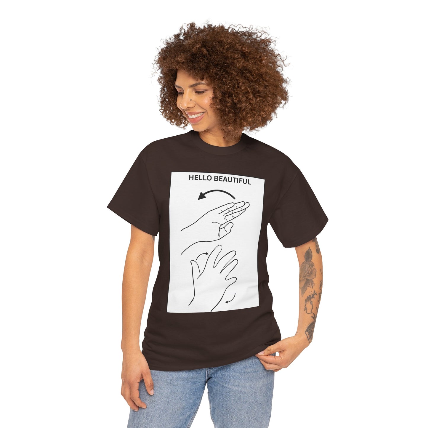 Hello Beautiful Sign Language T-Shirt — ASL Floral Graphic Tee