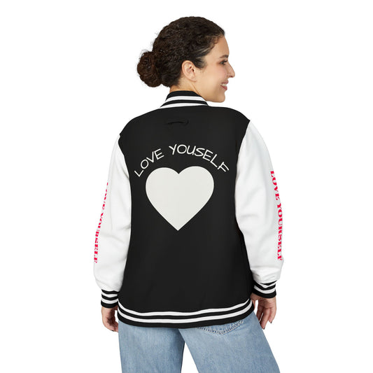 Letterman Jacket — 'Love Yourself' Black & White Varsity Jacket