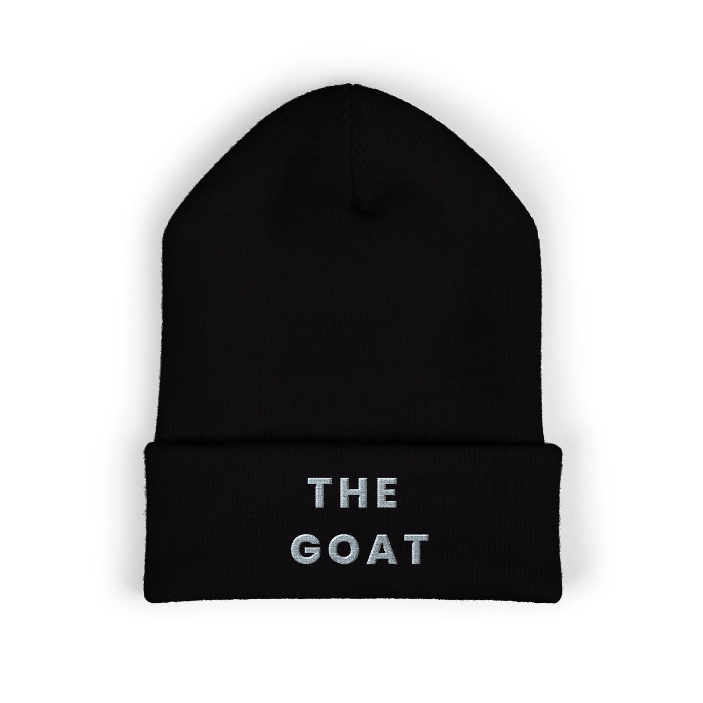 THE GOAT Embroidered Cuffed Beanie — Classic Knit Winter Hat
