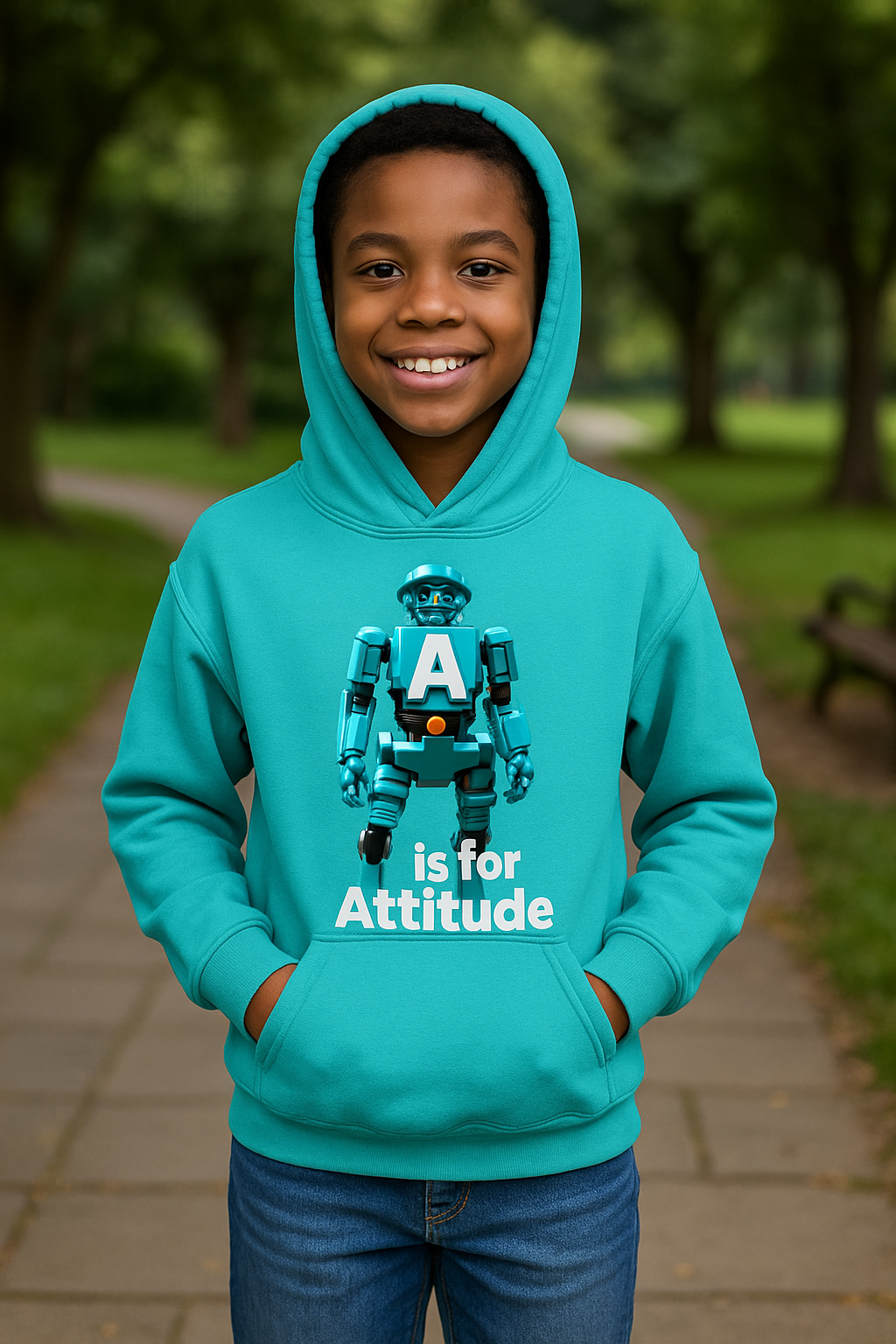 Robot Attitude Youth Hoodie, Cool Sweatshirt for Kids, Gift for Teens, Fun Casual Wear, Birthday Present, Graphic Hoodie
