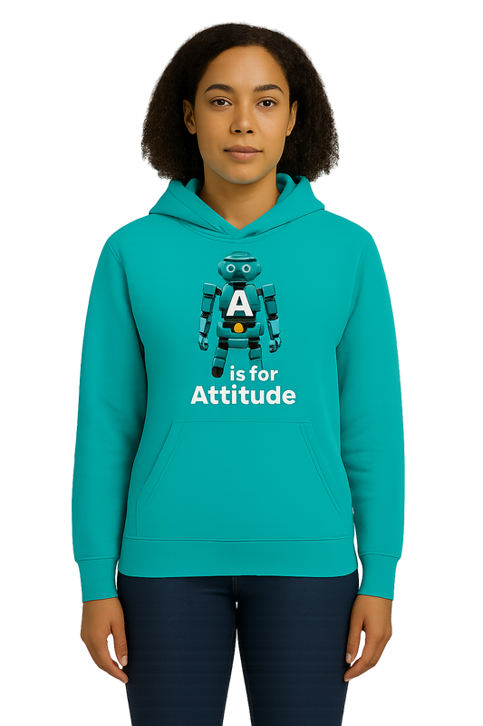 Skills Tutelage Unisex Robot Attitude Hoodie, Cool Sweatshirt, Gift for Teens, Fun Casual Wear, Birthday Present, Graphic Hoodie
