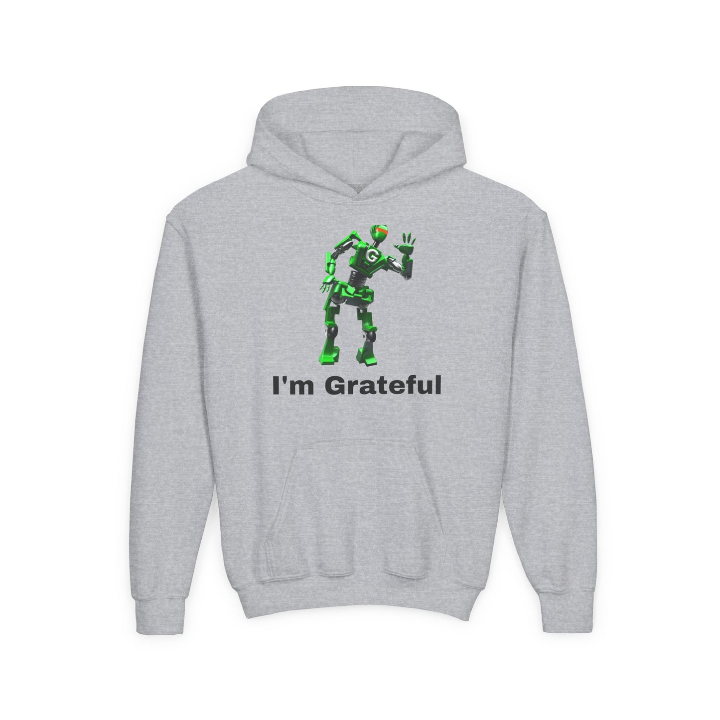 Youth Grateful Robot Hoodie, Fun Gift for Kids, Cute Sweatshirt, Casual Wear, Birthday or Thank You Gift