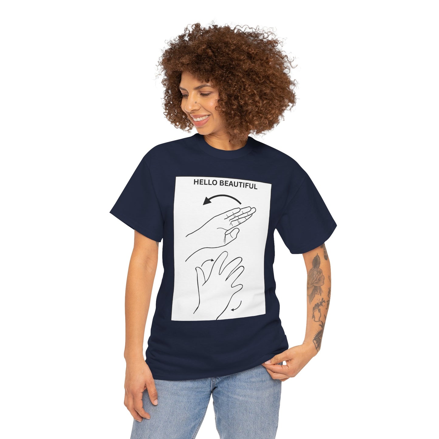 Hello Beautiful Sign Language T-Shirt — ASL Floral Graphic Tee