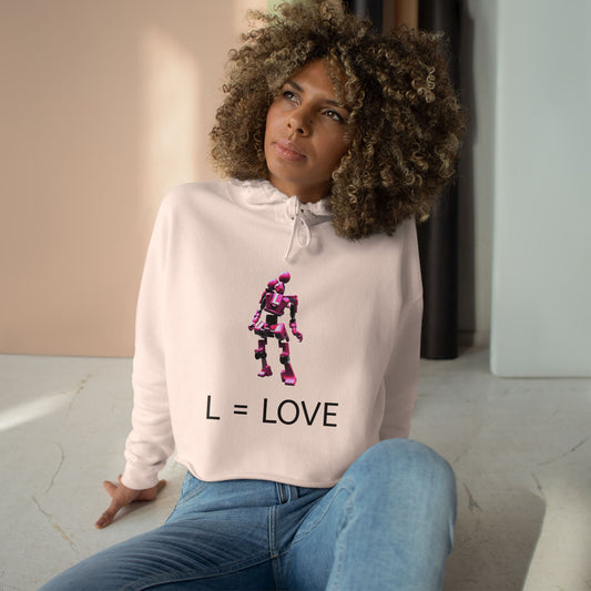 Love Robot Crop Hoodie, Fun Casual Wear, Gifts for Her, Cute Street Style, Trendy Outfit, Slouchy Fashion