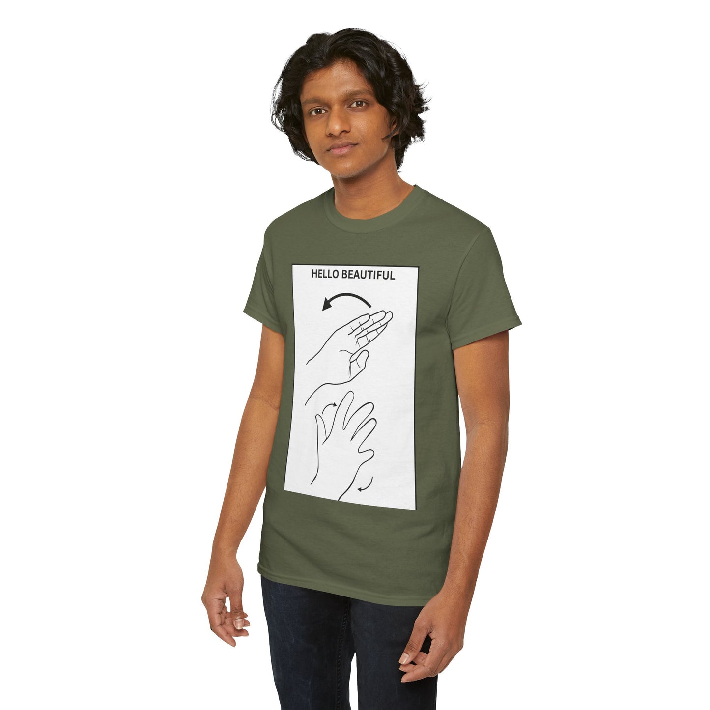 Hello Beautiful Sign Language T-Shirt — ASL Floral Graphic Tee