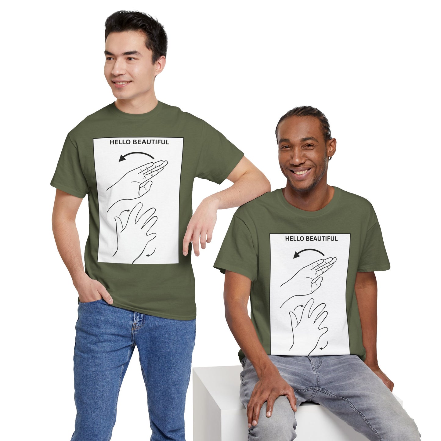 Hello Beautiful Sign Language T-Shirt — ASL Floral Graphic Tee