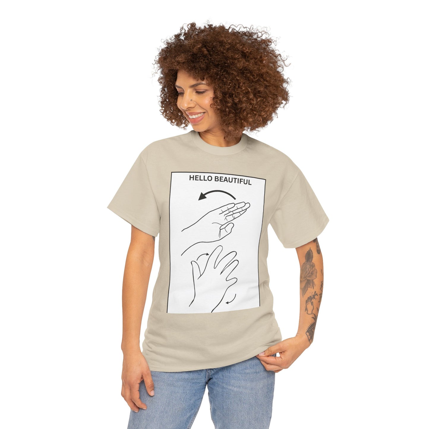 Hello Beautiful Sign Language T-Shirt — ASL Floral Graphic Tee