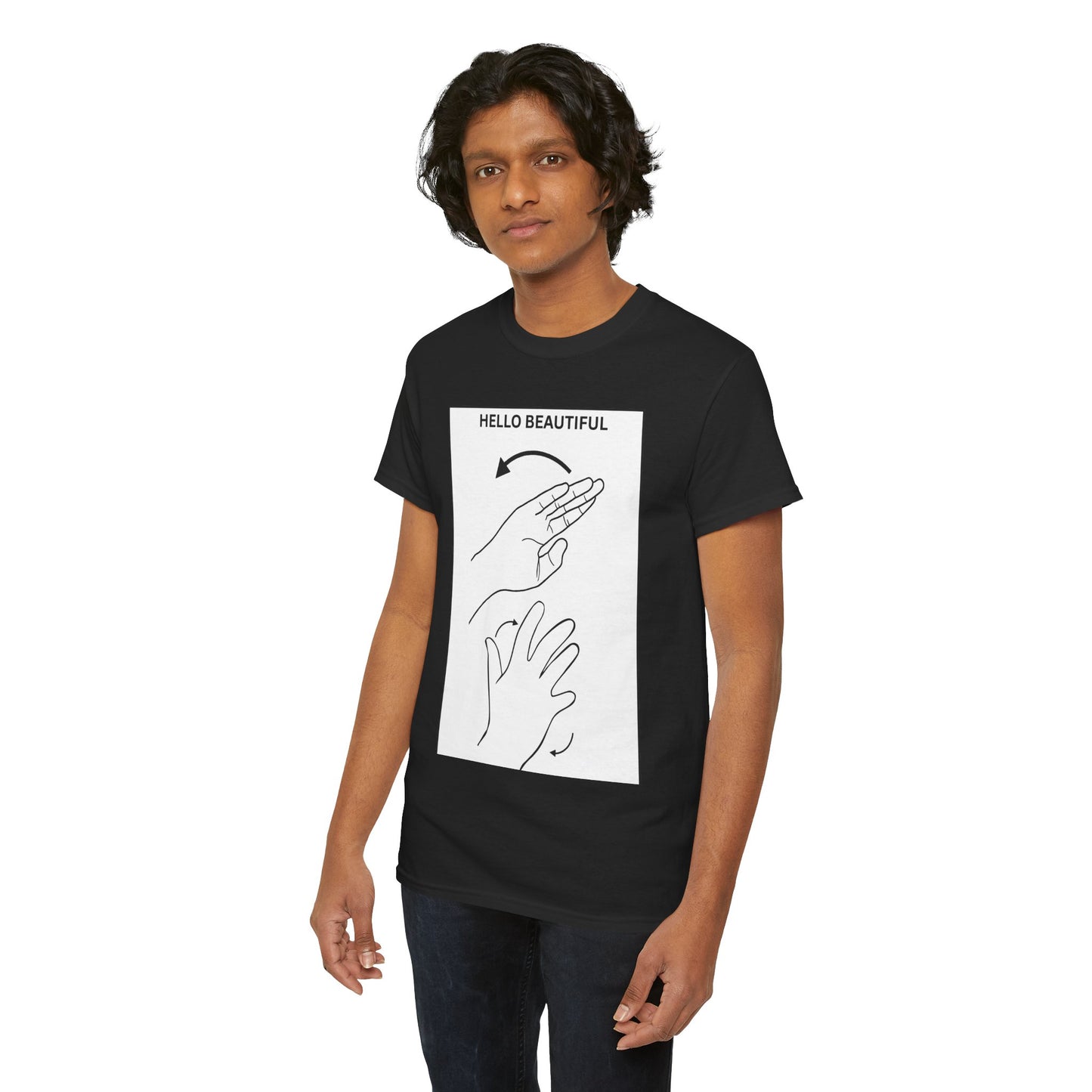 Hello Beautiful Sign Language T-Shirt — ASL Floral Graphic Tee