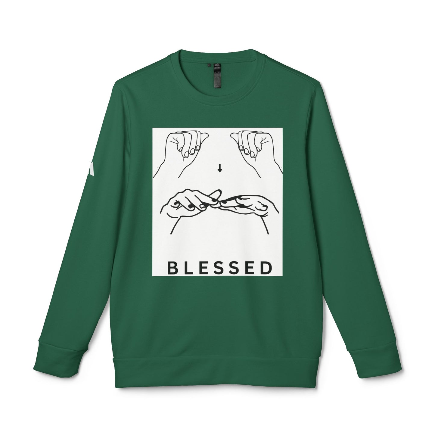 Blessed Hand Sign Crewneck Sweatshirt — adidas Unisex Fleece