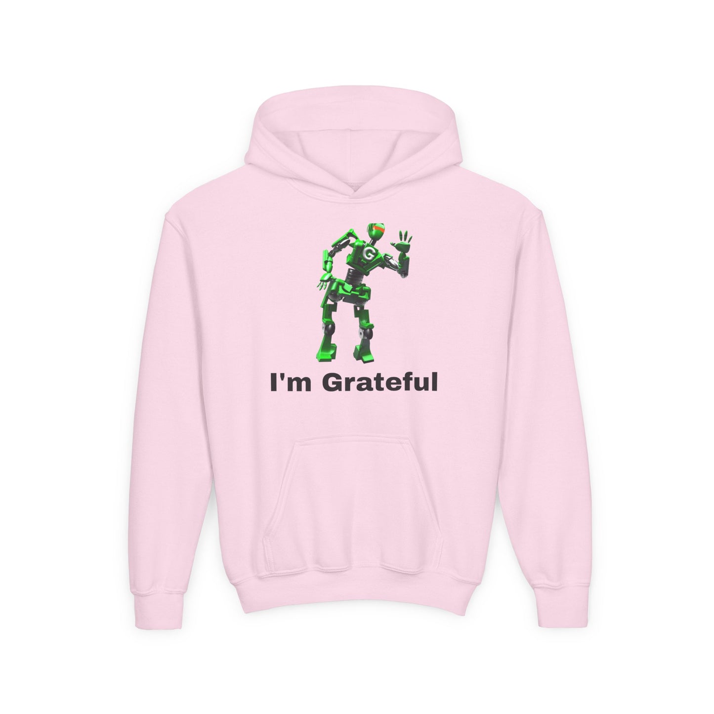 Youth Grateful Robot Hoodie, Fun Gift for Kids, Cute Sweatshirt, Casual Wear, Birthday or Thank You Gift