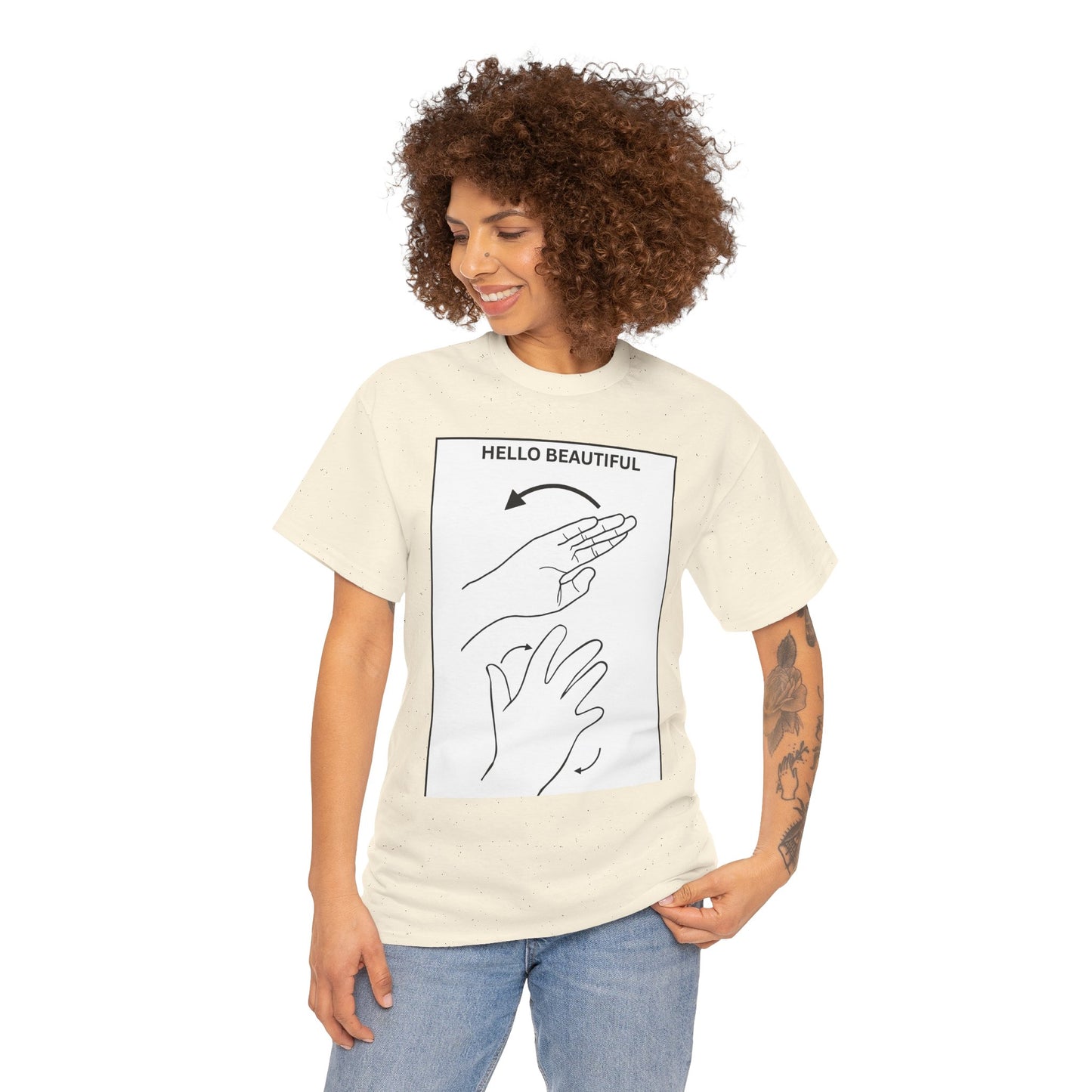 Hello Beautiful Sign Language T-Shirt — ASL Floral Graphic Tee