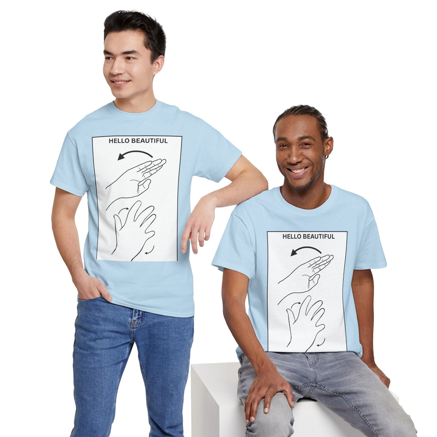 Hello Beautiful Sign Language T-Shirt — ASL Floral Graphic Tee